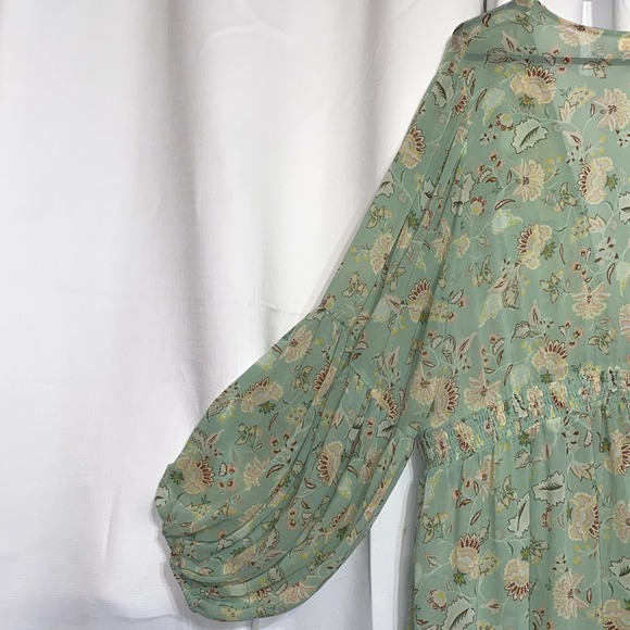 Torrid Festi Floral Sheer Dress Women Sz 4 Green Multicolor Long Sleeve Pullover - Picture 5 of 7